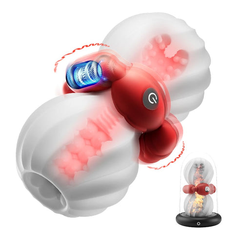 Heating & Vibrating Manual Masturbator 3D Textured Vagina Anal Beads