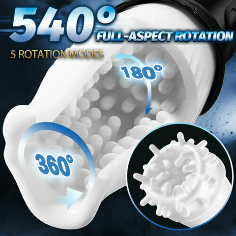 Vibrating Rotating Masturbation Cup With White Liner