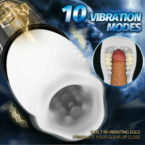 Vibrating Rotating Masturbation Cup With White Liner