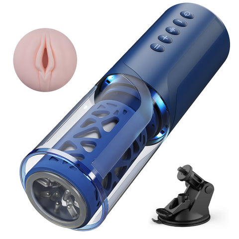 6 Bi-Directional Telescopic Rotation Masturbator with Suction Base