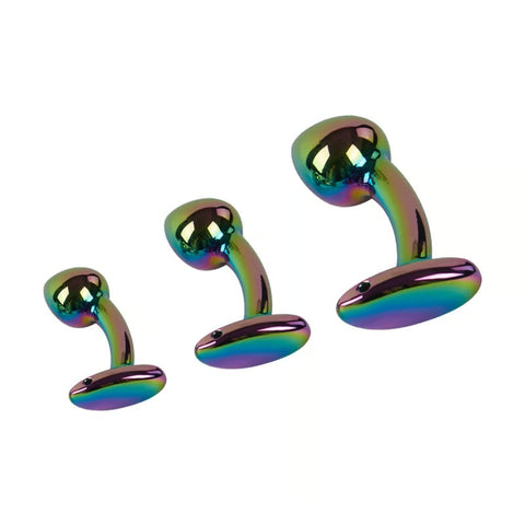 Multicolored Metal Anal Plug Mushroom Head Massage Stick 3PCS