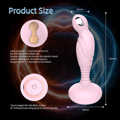 10 Frequency Vibration 3 Frequency Electric Shock Wireless Remote Control Rear Massager