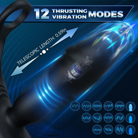 Double Ring Locking Remote Control Telescopic Anal Plug Vibrator