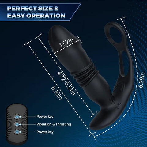 Double Ring Locking Remote Control Telescopic Anal Plug Vibrator