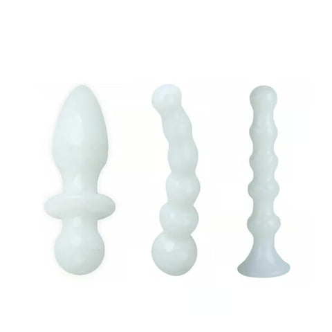 Imitation White Jade Ice Fire Rod Anal Plug 3PCS