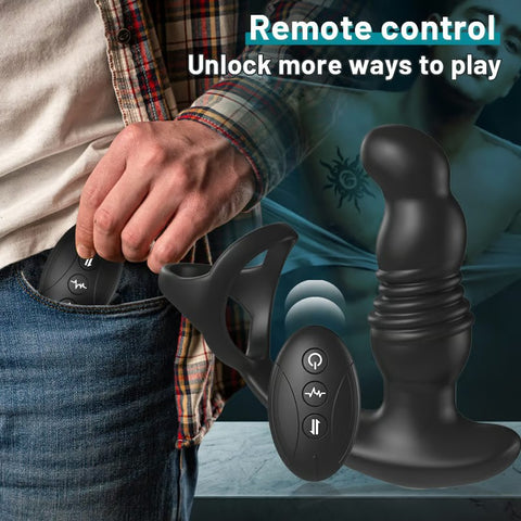 Wireless remote control telescopic vibration anal plug massager