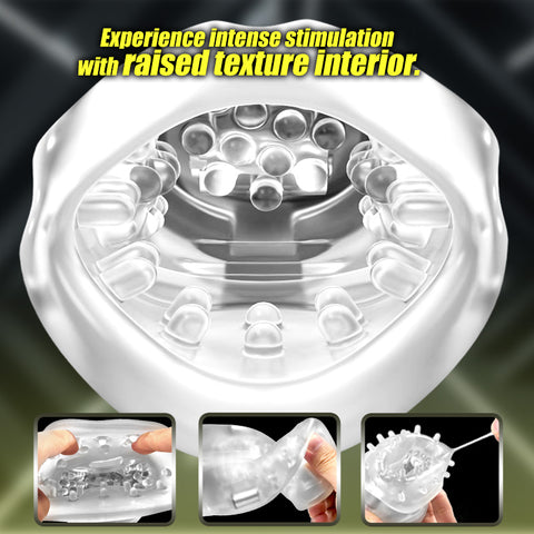 Clear 8 Vibration 5 Clamping Male Masturbator