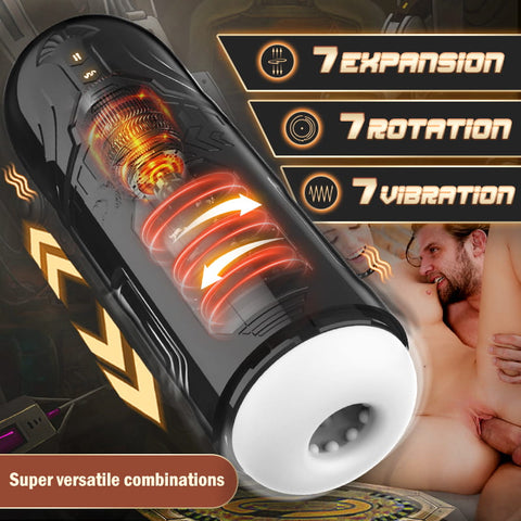 7 Thrusting Rotating 7 Vibrating Masturbation Cup with Suction Cup