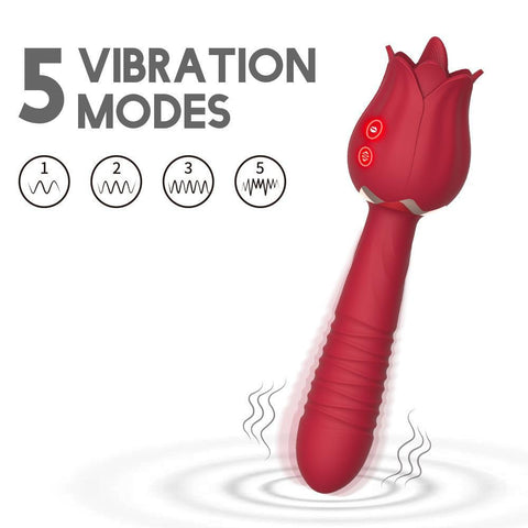 Rose Double Telescopic Vibrator