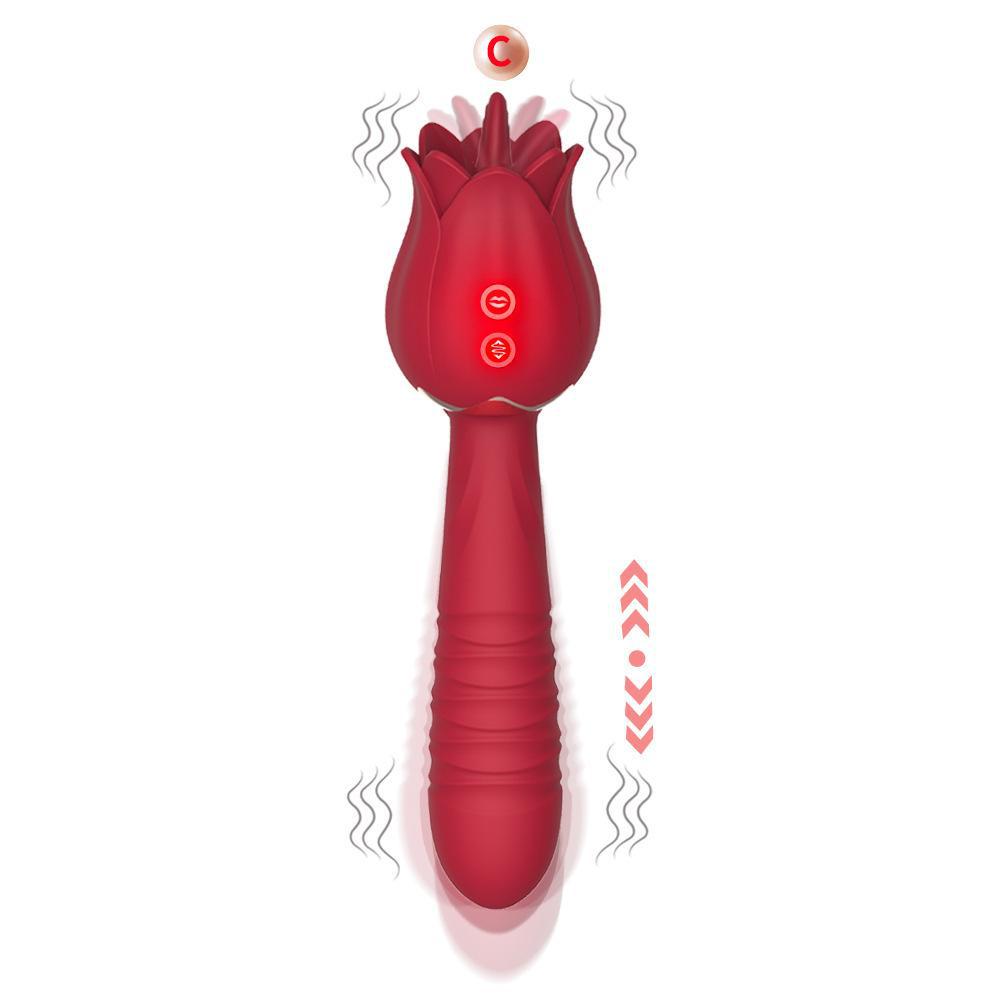 Rose Double Telescopic Vibrator