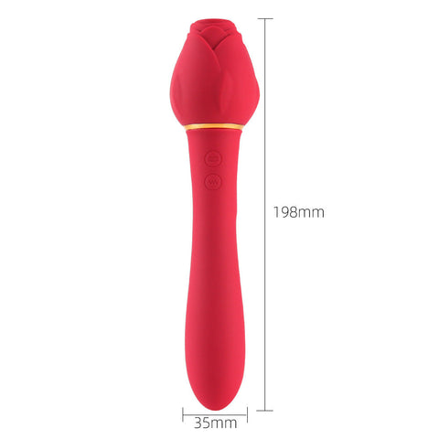 Handle Rose Vibration Liquid Silicone Massage Stick